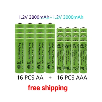 1.2 V, AA 3800mAh + AAA 3000 mAh Hromady Rechargeables batterie NI-MH batterie Nabíjateľná hromadu livraison zdarma