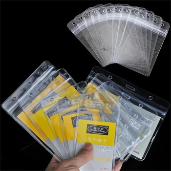 10 Ks Zips Dizajn Držiteľa Karty Nepremokavé Vertikálne PVC Transparentné ID Držiteľa Karty Plastové Vrecko Úverové Pas Karty Taška