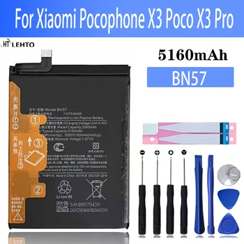 100% Pôvodný Xiao mi BN57 5060mAh Batérie Telefónu Pre Xiao Pocophone X3 Poco X3 Pro Náhradné Batérie