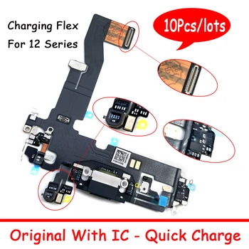 10Pcs/veľa Originál Nabíjačku USB Port Konektor Dock Plnenie Flex Kábel S Mikrofónom Mic Pre iPhone 12 pro mini Max 12 Pro