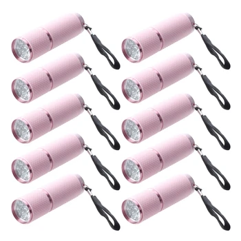 10X Vonkajšie Mini Ružová Gumy Potiahnuté 9-LED Baterka Horák