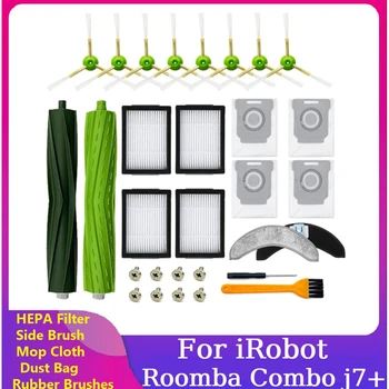22PCS Príslušenstvo Pre Irobot Roomba Combo J7+ Vysávač Gumy Kefy a Filtre, Bočné Kefa Mop Handričkou Vrecka na Prach