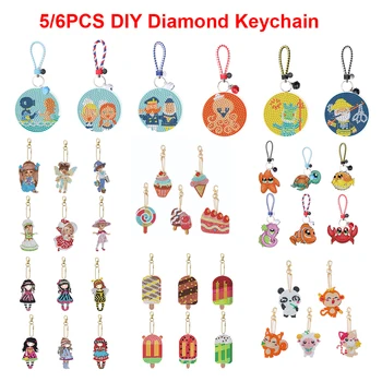 5D DIY Diamond Maľovanie Keychain Cartoon Ice Cream Girl Zvierat Výšivky Drahokamu Remeselníci prívesok Prívesok Príslušenstvo