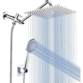 8 Palcový Luxusná Kúpeľňa so Sprchou Držiaky z Nehrdzavejúcej Ocele Dažďom, Sprchy Systém s Rukou Showerhead Kúpeľňa so Sprchou Kohútik Set-Top-Sprej