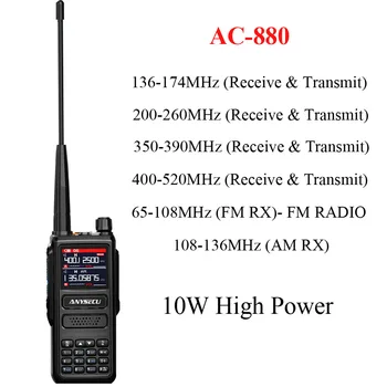 ANYSECU AC-880 Multi-frequency UV obojsmerné Rádiové 10W Vysoký Výkon Ručný Vysielač s NOAA Počasie Upozornenia