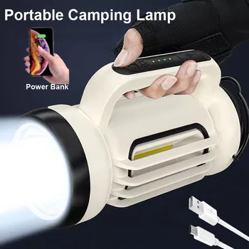 C2 Camping LED Silné Svetlo Ručné Svietidlo USB Nabíjateľná Baterka Prenosný Reflektor S KLASU Bočné Svetlo Power Bank pochodeň nástroj