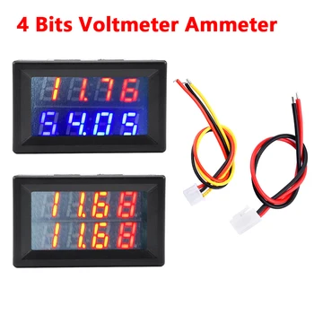 DC0-200V 50A/100A Voltmeter Ammeter 4 Bitov Napätie Prúd Meter Rozchod Duálne Digitálne Červená/Modrá Volt Amp Detektor Tester Monitor