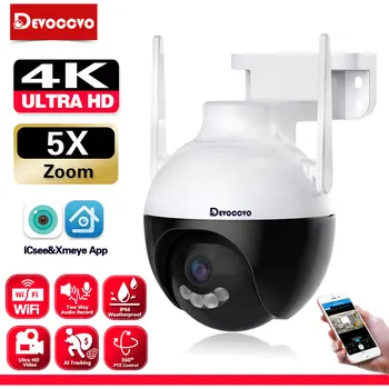 Farebné Nočné Videnie 4K Dome Vonkajšie IP Kamery AI Ľudských Zisťovanie 2-Way Audio XM ICsee 8MP CCTV Bezdrôtový WIFI Surveillance Camera