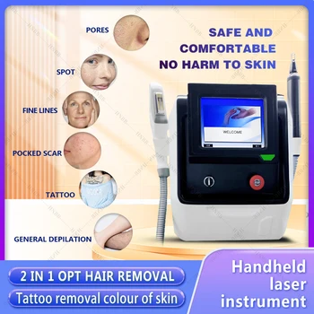 Hot predaj Prenosné 2 v 1 pico laser/ipl opt tetovanie odstránenie stroj Laserové Odstránenie Chĺpkov stroj