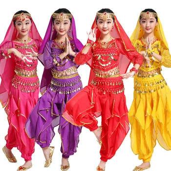 Indický tanec kostýmy výkon detí oblečenie detí sin-ťiangu tanečné predstavenie oblečenie dievčat brušného tanca detí