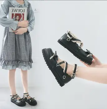 Japonský ulici trendy ploché topánky kolo prst roztomilé malé kožené topánky kórejský retro jednej topánky pre študentky