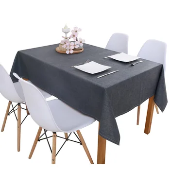 Jednoduché jednofarebné bavlnené a ľanové obrus jedálenský stôl kryt dekoratívne obrus obdĺžnikový obrus jedálenský stôl cove.