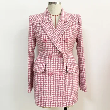 Jeseň Žien Vysoko kvalitný prehoz tweed kabát Elegantné ženy double-breasted vlnené sako bundy C791