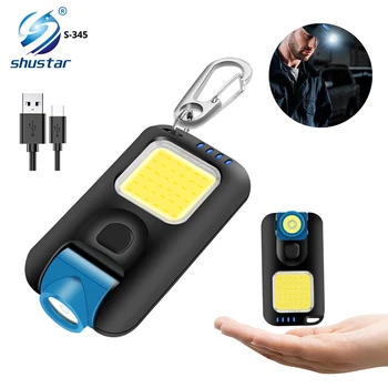 KLAS Keychain Svetlá Mini LED Baterka USB Nabíjateľné Kempovanie, Rybárske Svetlo s Hákom Nepremokavé Pracovné Lampy, 6 Režimov Horák