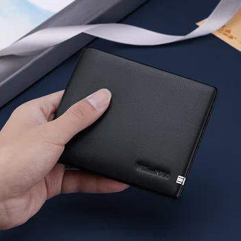 Kožené tenký Mini pánske peňaženky, luxusné značky karty držiteľ klip Retro krátke kabelku
