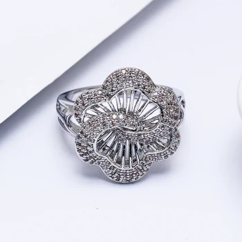 Kvet Trendy Prst Prsteň Duté Dizajn a Módne Šperky AAA Cubic Zirconia Crystal Prstene, Šperky pre Ženy