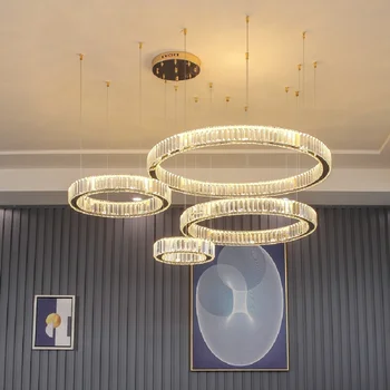 LED prívesok na čítanie Luxusné Moderné Crystal Villa Schodisko Stmievateľné Foyer Závesné Svetlo listry para sala de jantar lávové lampy tabuľka