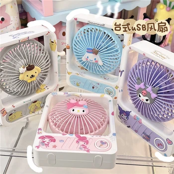 Letné Sanrio Kuromi Usb Štvorcových Plochy Ubytovni Mini Ventilátor Silent Prenosné Roztomilý Mini Elektrický Ventilátor Stolný Ventilátor Cinnamoroll
