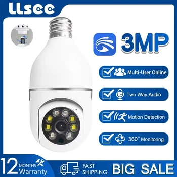 LLSEE YOOSEE IP bezpečnostné kamery, video, E27 žiarovka, 3MP, plná farba, Wi-Fi, krytý mini, smart home security, baby monitorovanie,