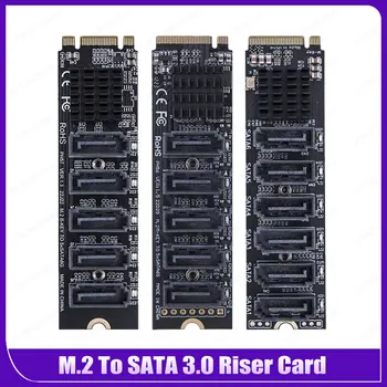 M. 2 MKEY PCI-E Stúpačky 5/6 Karta Port Adaptéra Karty M. 2 SATA 3.0 Prevodník NVME Na SATA SATA3.0 Adaptér 6Gpbs Podporu PM Funkcia