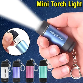 Mini LED Baterka Pochodeň USB Nabíjateľná LED Baterka Noc Baterka Keychain Svetlo Lampy Nepremokavé Camping Fakle