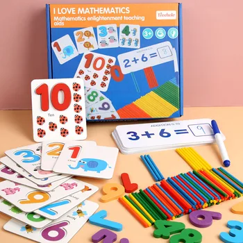 Montessori Matematika Hračky Pre Deti Detský Skoro Vzdelávacie Hračky Počítanie Drevené Nálepky Deti Číslo Poznania, Dar K Narodeninám