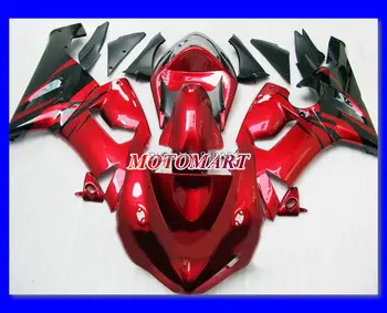Motocykel Kapotáže držiak pre KAWASAKI Ninja ZX6R 05 06 ZX6R 636 2005 2006 Black red hot ABS Plast Horské set +7 darčeky SX45