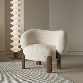 Nordic Boucle Textílie Béžová Obývacia izba Stoličky Prízvuk Gauč Jedno Kreslo Modulárny Stoličky