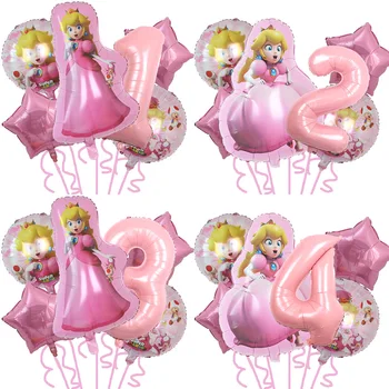 Nové Kreslených Mario Hry, Motív, Hliníkový Balón Peach Princess Narodeniny Party Balóny Zdobené Pozadí Steny Dievča