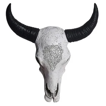 Nové Long Horn Krava Lebka Hlavy Nástenné Závesné Dekorácie 3D Zvierat Voľne žijúcich živočíchov Živice Socha Figúrky Remesiel Rohy Pre Domáce Ornament