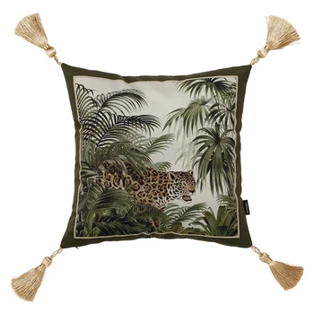 odrazové svetlo luxusné Jungle tiger vytlačené vankúš s tassle izba obliečka na vankúš kryt rastlín obývacia izba gauč dekorácie