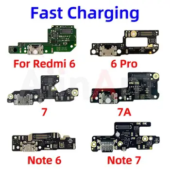 Originálne USB Nabíjanie Rada Port Konektor Mic Dock Plnenie Flex Kábel Pre Xiao Redmi Poznámka 6 6A 7 7A Pro Dock Plus