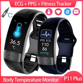 P11 Plus Smart Hodinky Mužov Fitness Náramok Smart Kapela EKG PPG SpO2 Ženy Smartwatch Telesnej Teploty, Krvného Tlaku P11 Náramok