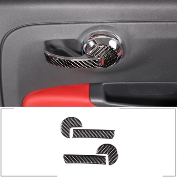 Pre 2011-2019 Fiat 500 Mäkké Uhlíkových Vlákien Štýl Auto Styling Dvere Auta Vnútorné Rukoväť Nálepky, Auto Ochrana Interiéru Príslušenstvo