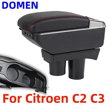 Pre Citroen C2, C3 opierkou box Pre Citroen C2 Auto Opierke Úložný Box Držiak Úprava Accessorissories s USB LED svetlo