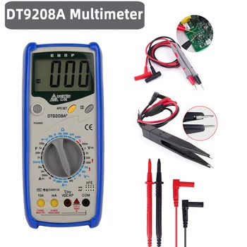 Profesionálny LCD Digitálny Multimeter Elektrické Ručné Ammeter Voltmeter Odpor Kapacita Tester AC DC dt9208a