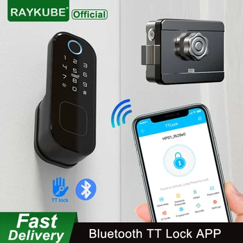 RAYKUBE Fingeprint Dverný Zámok S Bluetooth TT Zámok APLIKÁCIE Heslo Smart Card 13.56 mhz IC Pracovať S Bránou Wifi Alexa T03