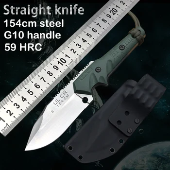 Rovný nôž 154CM čepeľ G10 rukoväť špeciálne taktický nôž krátke nôž ostrý self-defense tábor lezenie rozbité okno výchovy k DEMOKRATICKÉMU občianstvu
