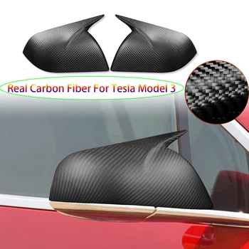 Skutočné Uhlíkových Vlákien Spätné Zrkadlo Pre Tesla Model 3 Auto, Vonkajšie Úpravy Model3 2016-2022 Štýl Spätné Zrkadlo Pokrytie
