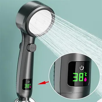 Sprcha Hlavu Ručné 4 Režime Nastaviteľné Vysokého Tlaku, Ručné Sprchy Úsporu Vody Showerhead Led Digitálne Zobrazenie Teploty