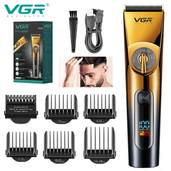 VGR Profesionálny Zastrihávač Chĺpkov Elektrické Hair Clipper IPX6 Nepremokavé Zrážky Stroj LED Displej Holič Zastrihávač pre Mužov V-663