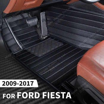 Vlastné Uhlíkových Vlákien štýl Podlahové Rohože Pre Ford Fiesta 2009-2017 10 11 12 13 14 15 16 Nohy Koberec Kryt Auto Interiérové Doplnky