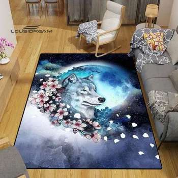 Vlk Zviera Koberec a koberec pre domáce obývacej izby, Spálne, vstupnej Veľkej ploche, mäkký koberec Módne 3D Tlač zvierat dekorácie mat