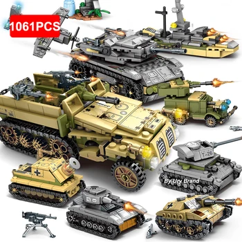WW2 Vojenské Vozidlá Kompatibilné s Lego Tanky, Bojové Lietadlá Modely Stavebných Blokov Hračky Vzdelávania DIY Chlapec Dary
