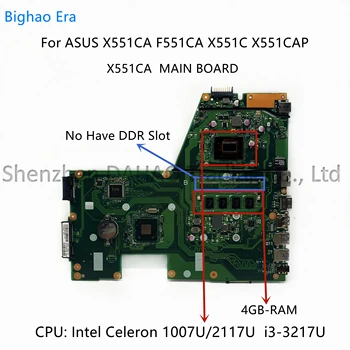 X551CA základná DOSKA Pre Asus X551CA F551CA X551CAP X551C Notebook Doska S 1007U 2117U i3-3217 CPU 4GB-RAM, 100% Plná Testované