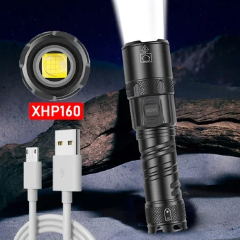 XHP160 Led Baterka 18650 alebo 26650 Usb Taktické Flash Light XHP99.2 Nabíjateľné Led Svietidlo Zoom Lov Svetlé Práce Lampa