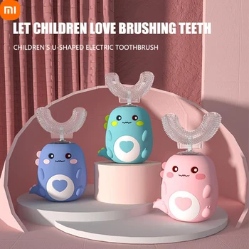 XIAO Deti v tvare U Elektrická zubná Kefka pre potravinársky Silikón Sonická zubná Kefka Nepremokavé 360° USB Nabíjateľné Zub Cleaner