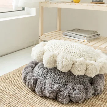 Yutujia Nordic dizajn, ručne tkaná vlna gauč tvorivé kolo loptu lopta, vankúš, poduška sedacia farbou vankúš