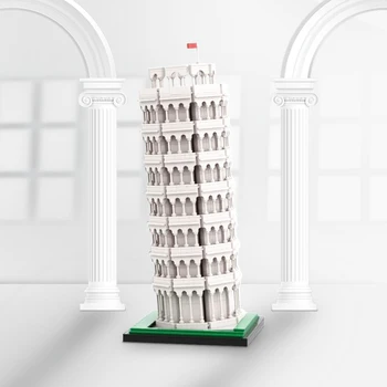 Šikmá Veža v Pise Stavebné Bloky Moc Architektúry zvonica Model Sady Zvonica HOBBY Hračky Darček Pre Dieťa Dospelých